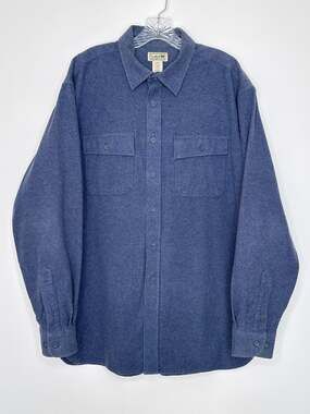 L.L. Bean Vintage Y2K 100% cotton button down flannel shirt blue large